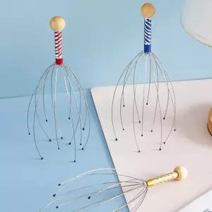 1PC 문어 머리 마사지 기계 스테인레스 스틸 새겨진 릴랙서 두뇌 클로 Scratr 가려움증 릴리버 색상