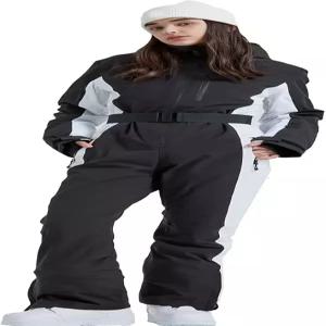 호티안 여성 원피스 스키복 슬림 핏 오버롤 점프복 방수 겨울 야외 스노보드 스노우수트