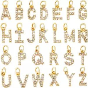 PH 팬더홀 라인스톤 레터 여성 DIY 팔찌 목걸이 귀걸이 초커를 만드는 주얼리를 위한 A-Z 알파벳 매력 어필