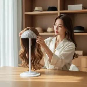 가발거치대 가발스탠드 모자걸이 헤어피스 보관대 가발정리함 스타일링 거치대