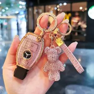 키케이스 크리스탈 벤츠 glc c260L e300l 커버 보라+금장+가방 키링 A타입