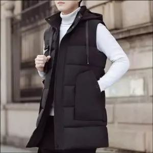 베스트 패딩조끼 남성 아우터 경량 롱패딩 후드 베스트