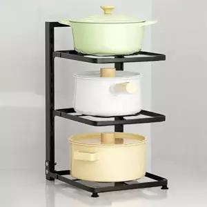 ( )3단 후라이팬 정리대 접시 그릇 냄비 거치대 길이조절 주방 수납 선반 싱크대 정리 꽂이