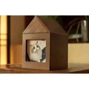 프리미엄 반려견스톤보관함 강아지 집 x 고양이 10x11cm 원목 작은 액자 메모리얼 장례 10 중간