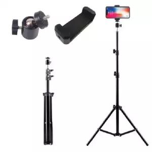 (옵션 삼각대+헤드+홀더+파우치)유튜브 촬영장비 거치대 조명 휴대폰 높이조절 삼각대 2.1 + 가방세트