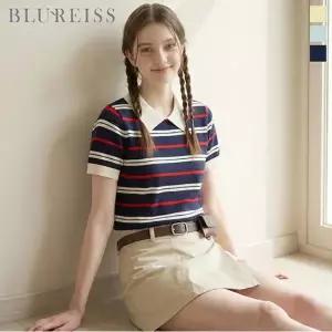 [블루레이스] 써머 카라 배색 줄지 니트_B6M1KT2231