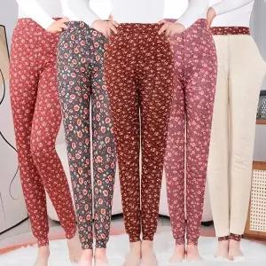 꽃무늬발열팬츠 융털바지 어머님바지 김장 방풍 방한