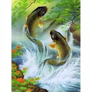 ( )높이 오르는 잉어 캔버스 보석십자수 40x50