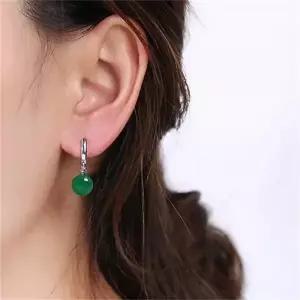 (사이즈 8mm)그린 귀고리 귀걸이 비취 마노 S925 똑딱이 원석