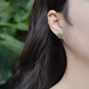 ( )자연주의 청옥 비취 상감 S925 사각 연옥 귀걸이