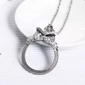 골드 돋보기 롱스타일 실버 지르코니아 목걸이 긴 휴대용 부엉이