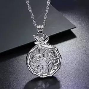 ( )대나무 이중 돋보기 실버 화려한 스윙 휴대용 목걸이 롱