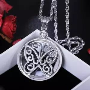 ( )돋보기 이중 목걸이 지르코니아 스윙 나비 화려한