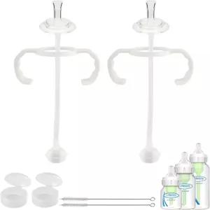 브라운 박사의 좁고 좁은 유리 젖병용 빨대 컵 변환 키트 부드러운 상단 및 손잡이가 있는 무게 교체 6m