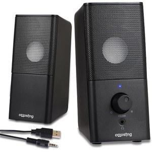 ottosing h21 데스크탑 pc용 컴퓨터 스피커, 전원, 스테레오 스피커 멀티미디어 게이밍 모니터 aux usb 사운드, (블랙) 3.5mm 노트북/데스크톱/태블릿/휴대폰용
