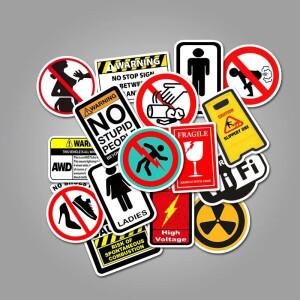 만화 경고 방수 스티커, 스케이트보드 기타 노트북 오토바이 자동차 클래식 장난감 멋진 데칼 위험 금지, 5