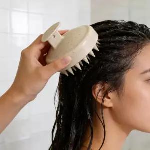 실리콘 헤어 워시 브러시 밀짚 헤드 두피 가려움증 긁는 빗 미용 세트 중지