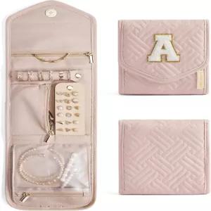 BAGSMART 여행용 주얼리 오거나이저 이니셜 A 휴대용 보석함 롤 파우치 반지 목걸이 수납