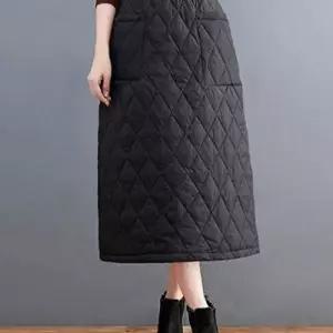 밴딩 누빔 치마 방한 윈터 여성 패딩 스커트
