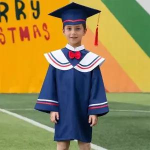 남녀공용 네이비 두줄라인 졸업사진 학사복 세트