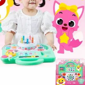 유아 불면꺼지는 LED 촛불 아기상어 버튼 사운드패드 생일파티놀이 어린이 여아