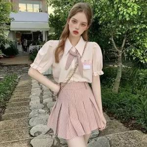 러블리핑크 스트라이프 여자 반팔 세라복 세트