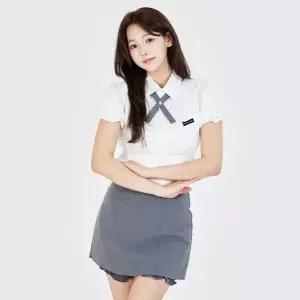 슬림라인 반팔 셔링퍼프 세라복세트셔츠 타이 치마