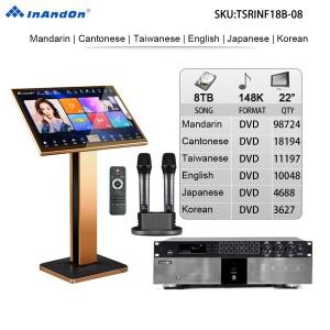 8TB 148K 22인치 터치스크린 마이크 노래방 플레이어 듀얼 시스템 블루투스 FX18 디지털 포트 엔드 효과 장