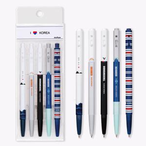 문화 캠퍼스 볼펜 아이러브코리아 5본입 0.5mm 디자인 5종 세트 독도 한복 태권도 태극기 김치