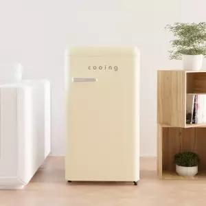 쿠잉 레트로 미니냉장고 REF-S92 크림 예쁜 작은 소형 중형 원룸 사무실 음료수