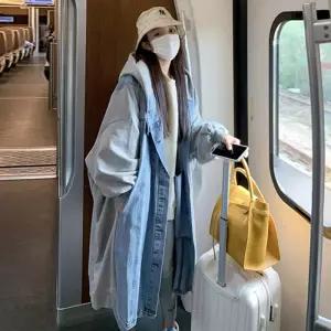 [대박난박양]오버핏 후드 데님 롱자켓/여성의류/오피스룩/데일리룩/유니크룩/빅사이즈