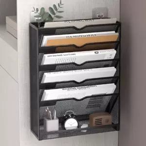 5단 철재 메쉬 서류정리 트레이 파일꽂이 서류거치대 벽걸이형 스탠드형 문서정리함 책상 보관함 세로형 공간활용