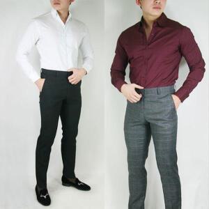 댄디샵/슬림핏/봄/여름/반팔 긴팔/남자/남성/솔리드 스판남방셔츠