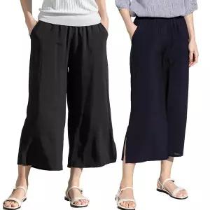 [우일]여성 여름 아이스 인견 쿨 8부 와이드 통바지 팬츠