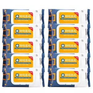 아이프리 더클린 손소독티슈 80매 x 10팩 에탄올 소독 물티슈