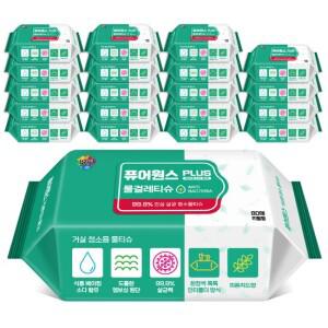 [퓨어원스+]홈케어 청소 살균물티슈 거실용 80매x20팩리필-손걸레