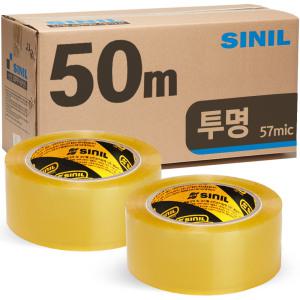 신일 박스테이프 경포장 투명 황색 50M 포장용 OPP 1BOX 칼라테이프