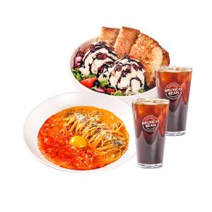 리코타샐러드+스파이시쉬림프파스타+아메리카노 2잔