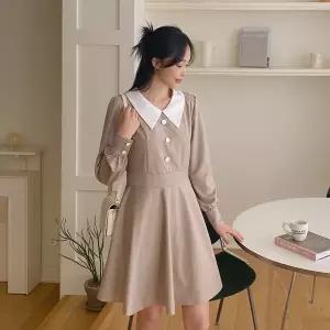 [제작/빅사이즈]이블렛 카레마 배색카라 원피스 제이스타일