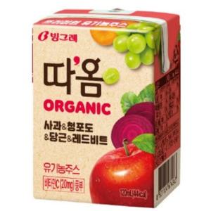 따옴 Organic 유기농 주스 사과 & 청포도 & 당근 120ml x 24개