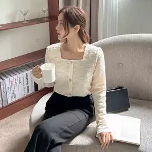 [제작/빅사이즈]이블렛 티베슨 스퀘어넥 트위드 티블라우스 제이스타일