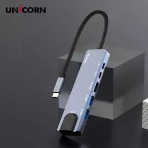 유니콘 6IN1 LAN포트 HDMI USB멀티허브 USB-C통신포트 PD87W충전 4K미러링 TCH-L50
