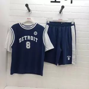 [소이]5부 레이어드조끼셋업티 5부 스트레이트 셋업 바지 (24M5711  5712  BL)_CJ