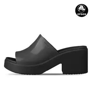 크록스 브루클린 슬라이드 하이 샤인 힐 여성 슬리퍼 샌들 블랙 209709-001
