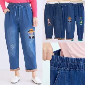 엄마옷 마미소 허브 레이디 청바지 봄가을 중청 자수 롤업 할머니 빅사이즈 40 70 마담 중년 여성 옷