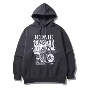 [지프]JQ1THU012 다크그레이 25년 지프 빅프린트 워싱 후드티셔츠_SC