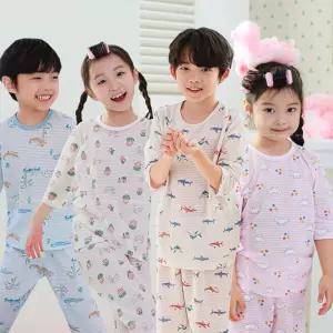 삐삐롱 2025 아동 유아 어린이 면소재 내의 내복 자카드 7부 실내복 상하 세트