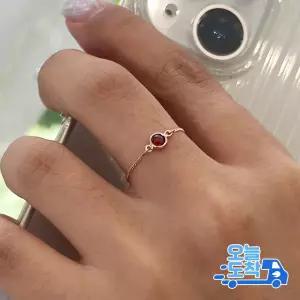 14K 18K 신 커브 탄생석 큐빅 체인 금 반지