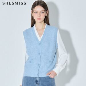 SHESMISS)] 트위드짜임 니트 버튼 베스트  택가격  168000원)