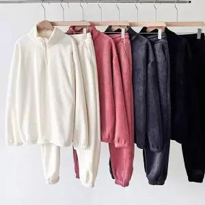 [하프클럽/]여자 코듀로이 기모 반집업 조거 상하 트레이닝 세트